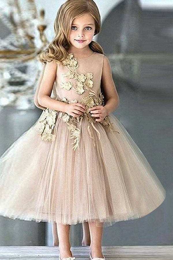 Robe De Bal Pour Fille En Tulle Couleur Champagne ACH001
