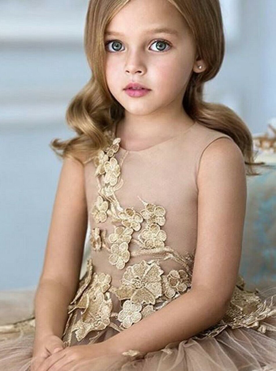 Robe De Bal Pour Fille En Tulle Couleur Champagne ACH001 – Image 4