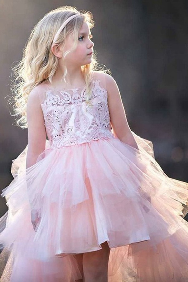 Jolie Robe De Soirée Rose Asymétrique Pour Fille ACH007 – Image 3