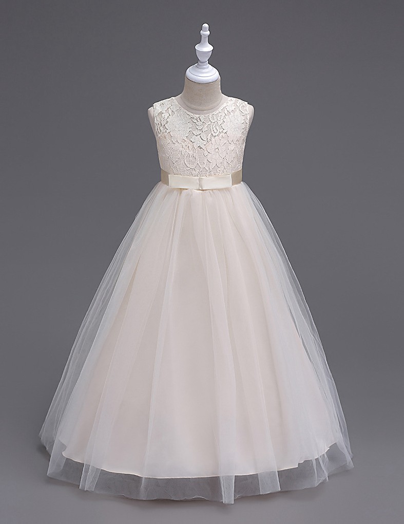 Robe De Cérémonie Pour Enfant En Tulle Bleu Marine, Coupe Trapèze ACH053 – Image 6