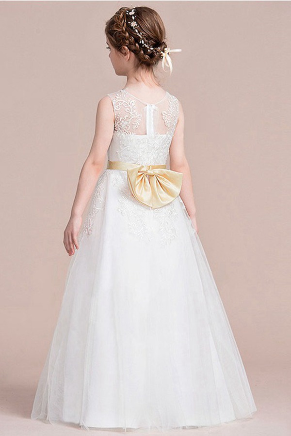 Alternative view of Robe De Bal Pour Enfant En Tulle Et Dentelle Blanche, Avec Rubans ACH061