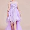Robe De Soirée Violette Asymétrique Pour Enfant ACH063