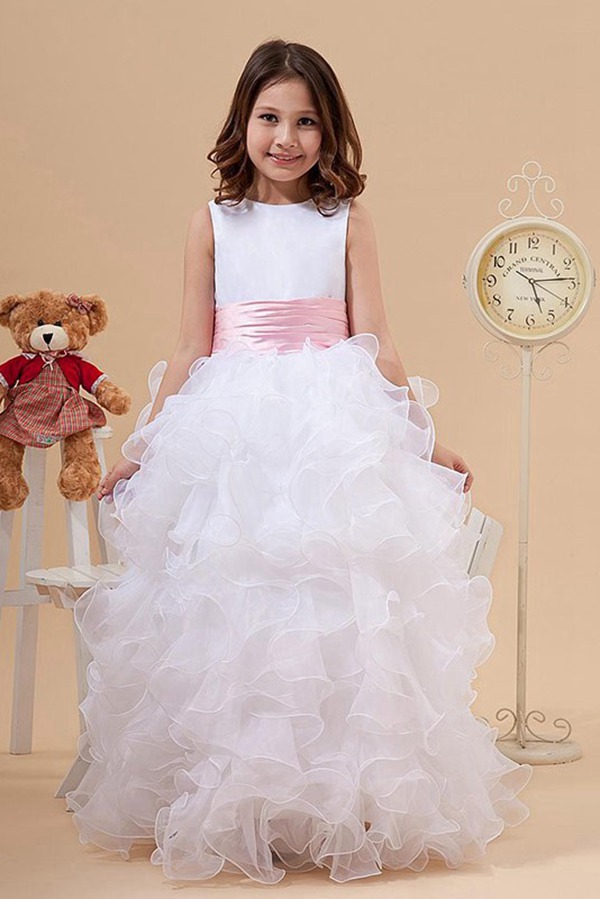 Robe De Cérémonie Pour Demoiselle D'honneur En Organza, Coupe Princesse à Volants ACH099