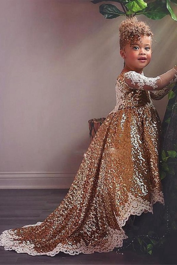 Robe De Fête à Manches Longues Et Sequins Pour Tout-Petit ACH192