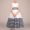 Robe De Cérémonie Sans Manches Pour Fille En Dentelle Blanche Et Noire BCH043