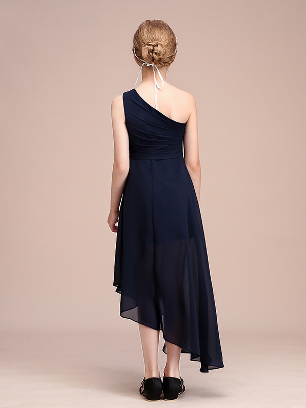 Alternative view of Robe De Fête Asymétrique En Mousseline Bleu Marine Pour Enfant BCH044