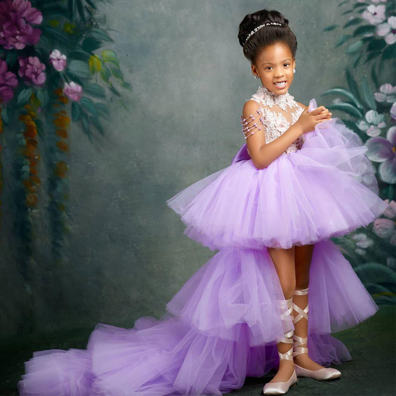 Robe De Bal Violette Haute Et Basse Assortie Maman-Fille FGD471 – Image 4