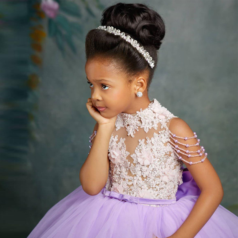 Robe De Bal Violette Haute Et Basse Assortie Maman-Fille FGD471 – Image 5