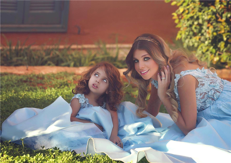 Robe De Bal Assortie Maman-Fille Bleu Clair FGD473 – Image 6