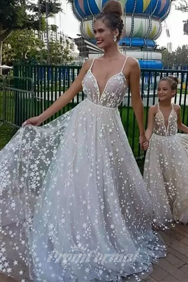 Robe De Soirée Assortie Mère-Fille à Bretelles MGD002 – Image 3