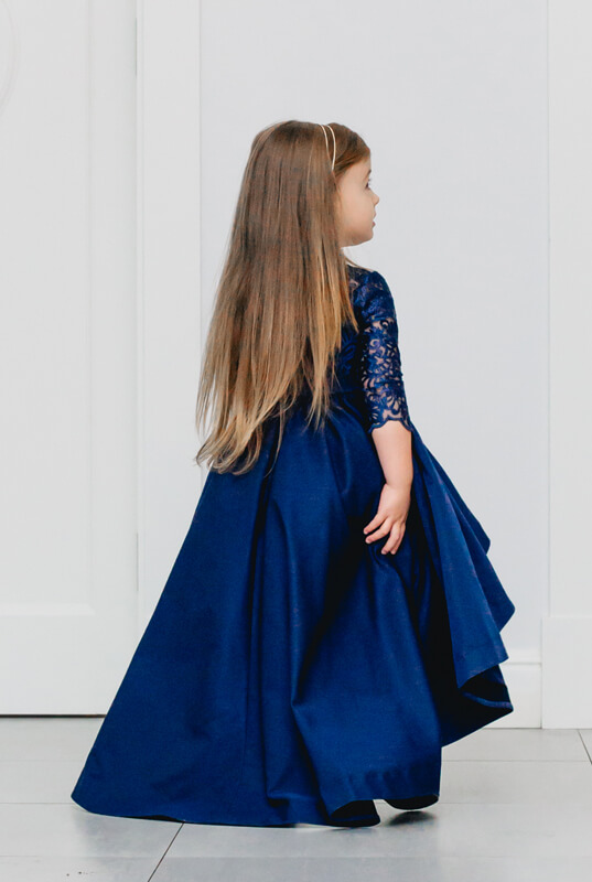 Robes De Soirée Assorties Mère-Fille Bleu Roi, Coupe Asymétrique (Courte Devant, Longue Derrière) MGD014 – Image 4