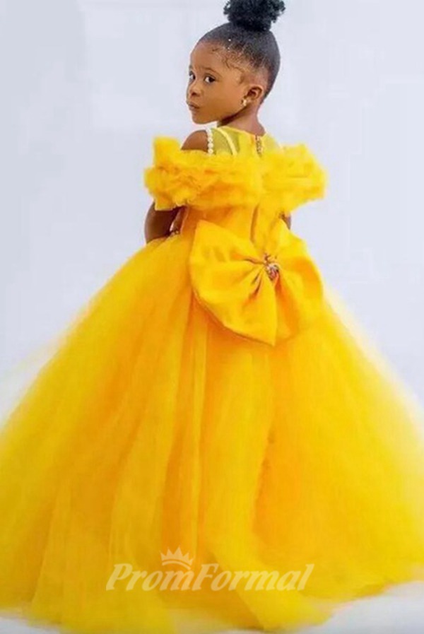 Alternative view of Jaune Hors L'épaule Robe De Soirée Correspondante Fille Mère MGD102