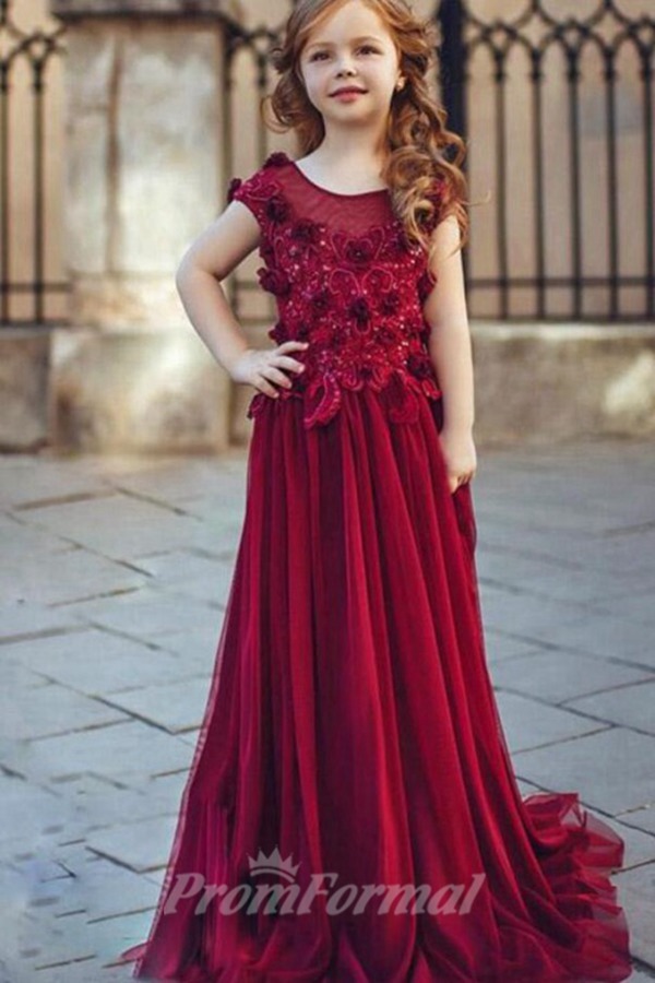Bourgogne Chiffon Mère Fille Robe De Soirée Correspondante MGD105 – Image 3