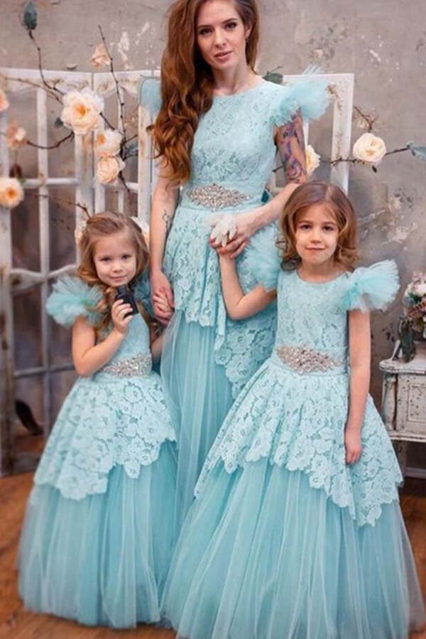 Dentelle Tulle Robe De Soirée Correspondante Mère-Fille MGD119