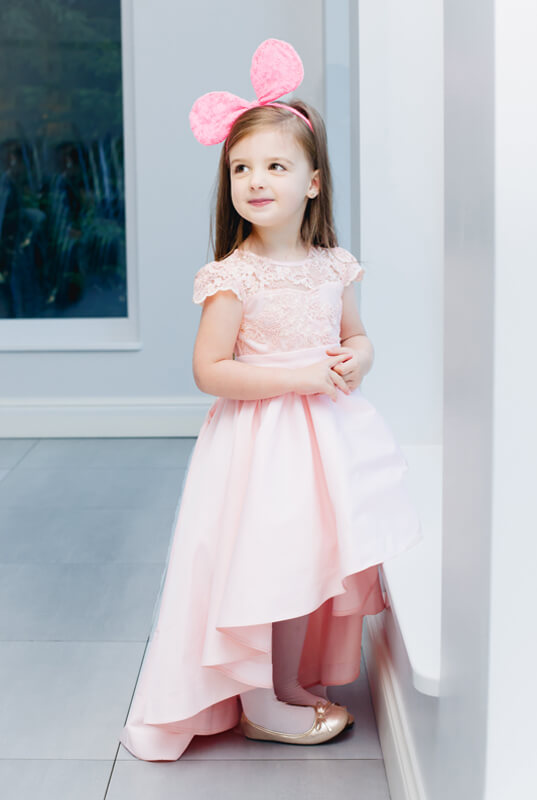 Rose Haute-Basse Robe De Soirée Correspondante Mère-Fille MGD130 – Image 4