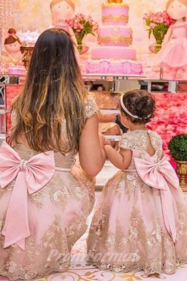 Alternative view of Jupes Assortis Pour Mère Et Bébé En Dentelle Rose MGD133