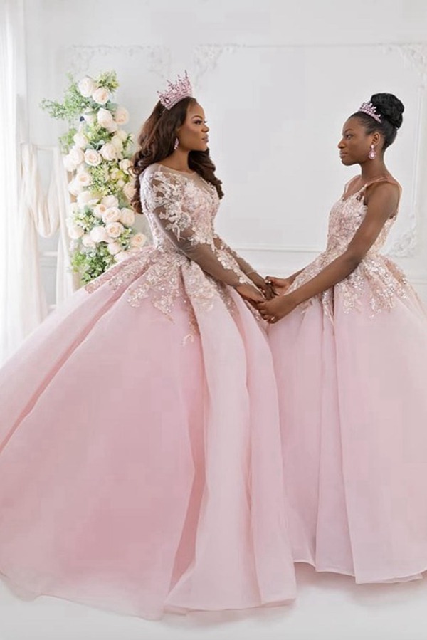 Robe De Princesse Rose En Tulle Assortie Pour Maman Et Fille MGD154
