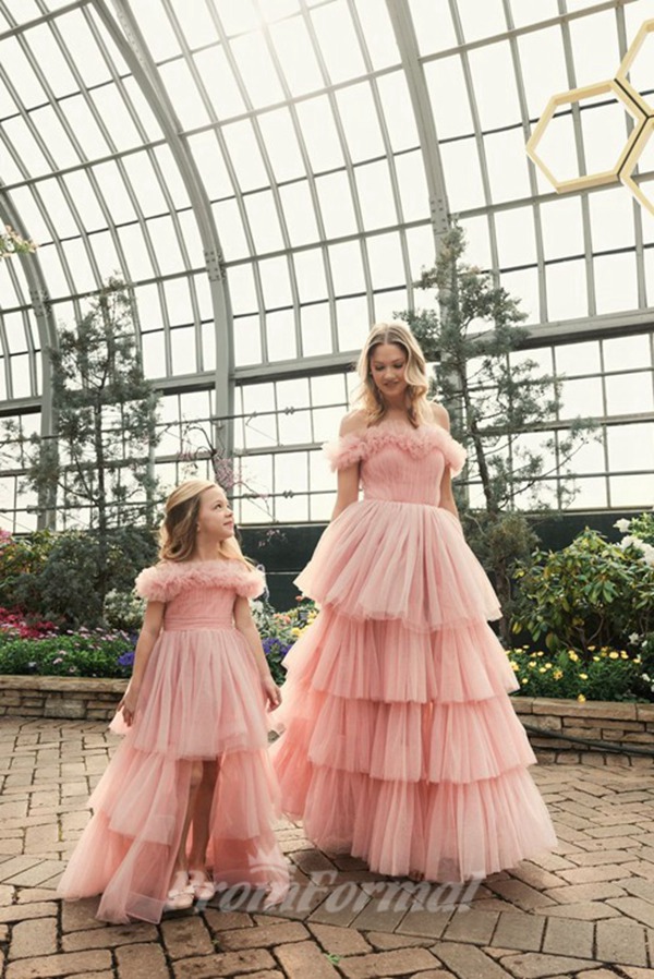 Alternative view of Robes De Soirée Assorties En Tulle Rose Pour Mère Et Fille MGD179