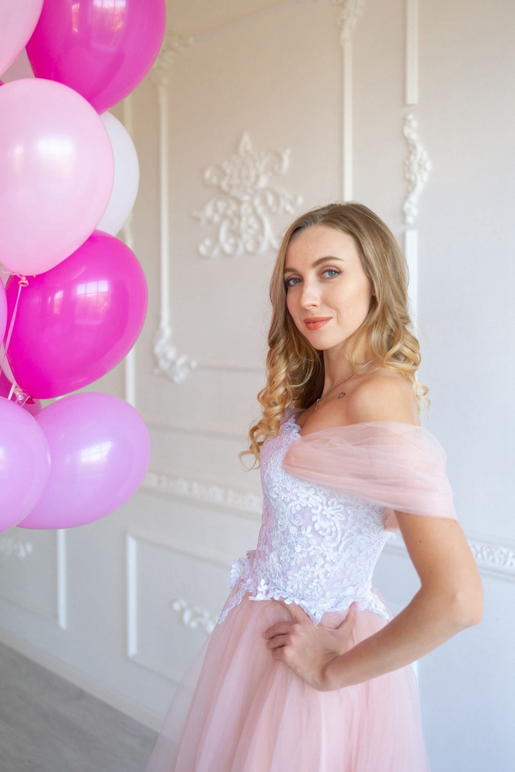 Robe De Cérémonie Assortie Rose Pour Mère Et Fille MGD209 – Image 5