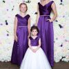 Robe Assortie Mère-Enfant En Tulle Et Satin Couleur Raisin MGD235