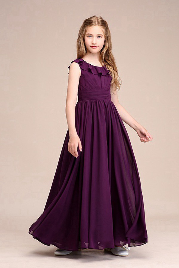 Robe De Demoiselle D'honneur Pour Enfant, Couleur Raisin BCH059