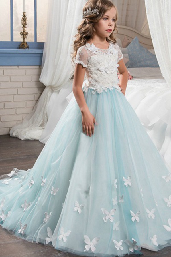 Robe à Manches Longues Pour Demoiselle D'honneur Avec Dentelle à Motifs De Papillons CH0115 – Image 3