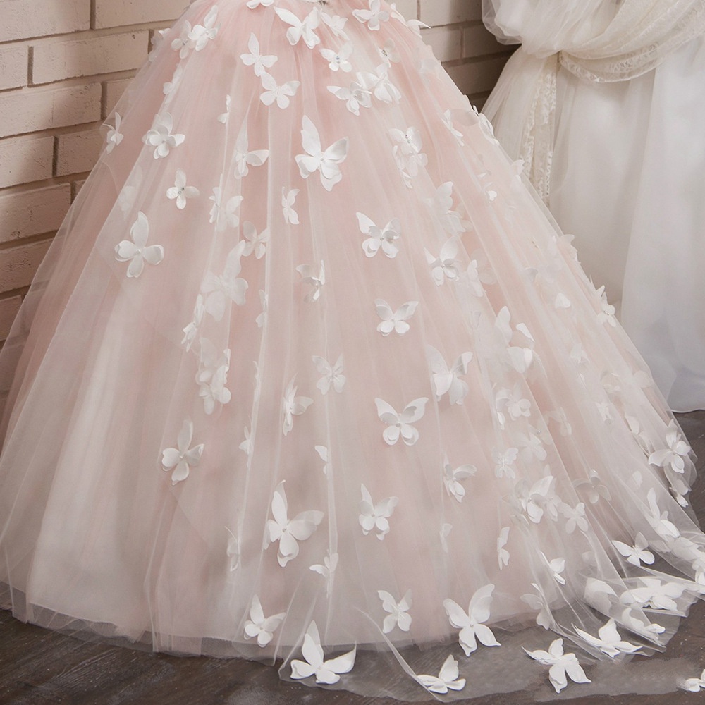 Robe à Manches Longues Pour Demoiselle D'honneur Avec Dentelle à Motifs De Papillons CH0115 – Image 7