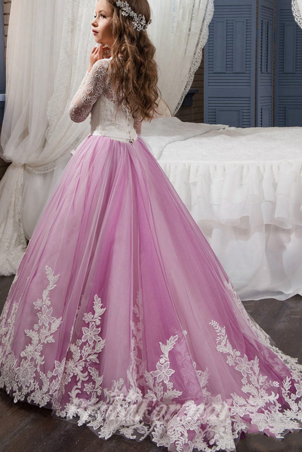 Robe à Manches Longues Pour Demoiselle D'honneur Avec Dentelle à Motifs De Papillons CH0115 – Image 11