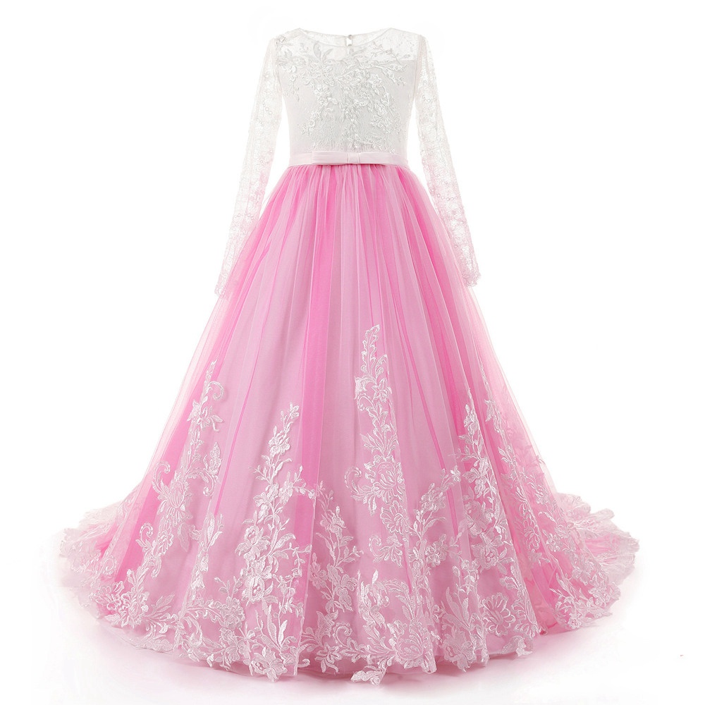 Robe à Manches Longues Pour Demoiselle D'honneur Avec Dentelle à Motifs De Papillons CH0115 – Image 12