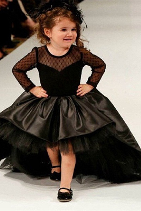 Robe Noire à Manches Longues Pour Petite Fille (Cortège) CH0151
