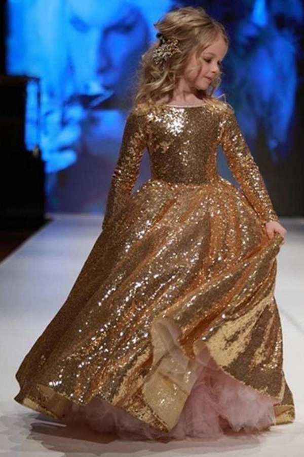 Alternative view of Robe De Fête à Manches Longues Et Sequins Pour Fille CHK003