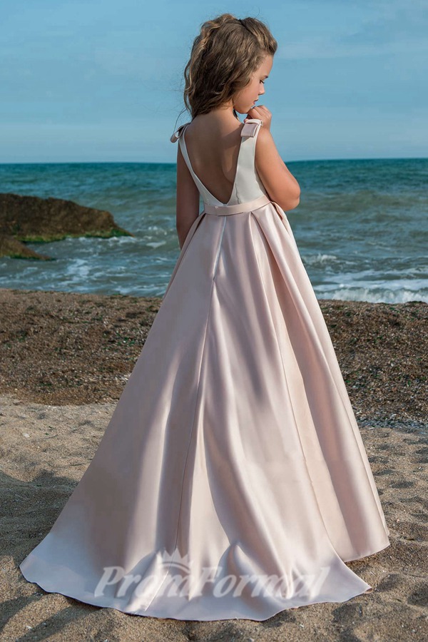 Alternative view of Robe De Cérémonie En Satin Pour Fille Avec Poche CHK072