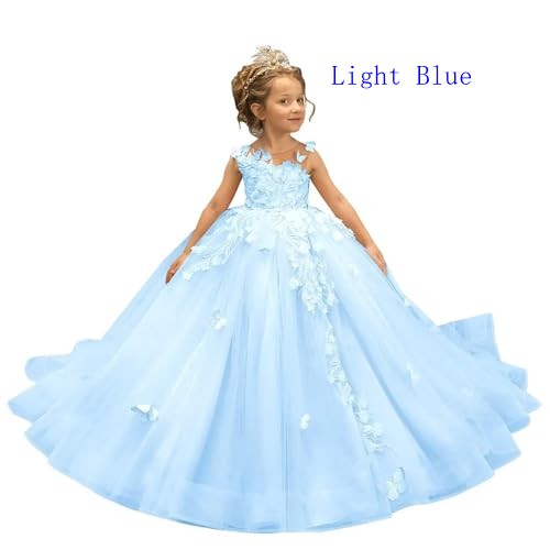 Robe de fête rose pour enfant avec motifs en dentelle papillon (pour concours ou cérémonie) CHK220 – Image 6
