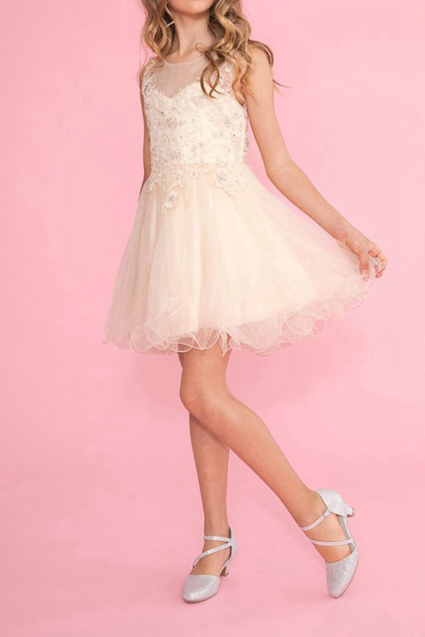 Robe De Bal Mini Princesse En Tulle Et Dentelle Pour Enfant FGD294