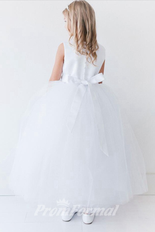 Alternative view of Robe De Communion Pour Fille En Tulle Et Satin Avec Ceinture FGD503