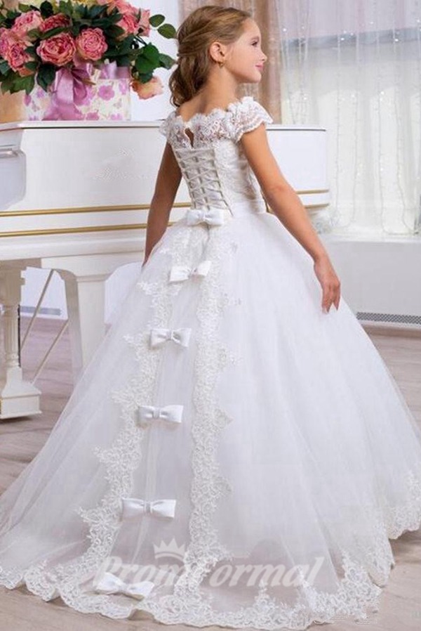 Alternative view of Robe De Première Communion En Dentelle à Manches Courtes FGD506
