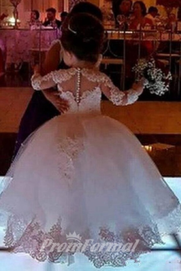 Alternative view of Robe De Demoiselle D'honneur à Manches Longues En Dentelle Pour Tout-Petits FGD514