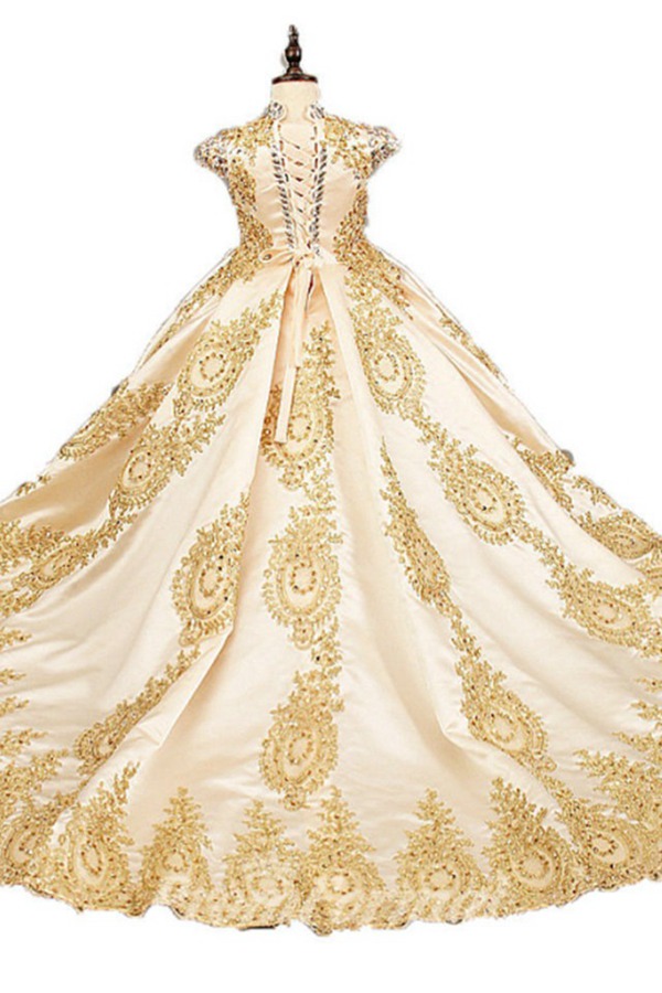 Alternative view of Robe De Demoiselle D'honneur En Dentelle Dorée Et Perles FGD516