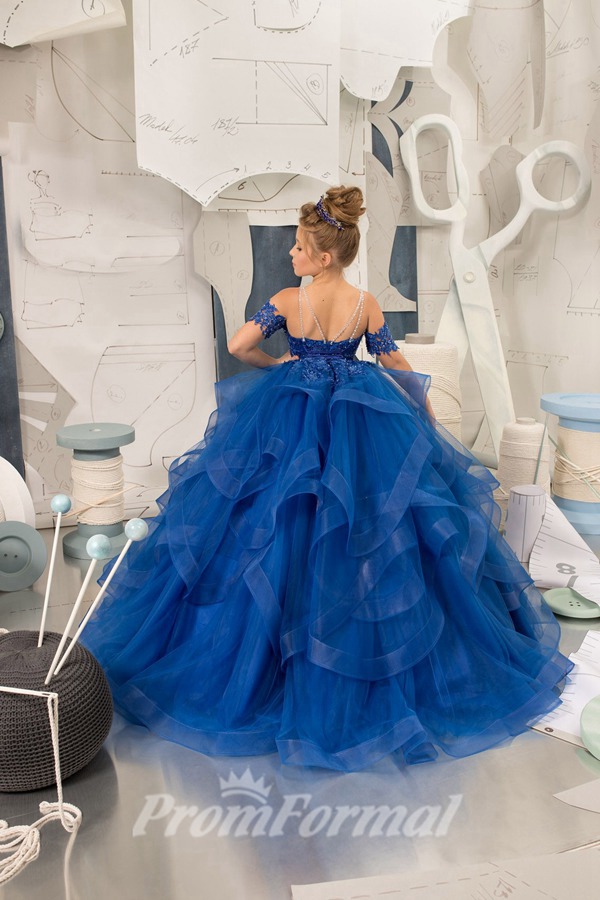 Alternative view of Robe de bal en tulle bleu roi pour enfant CHK212