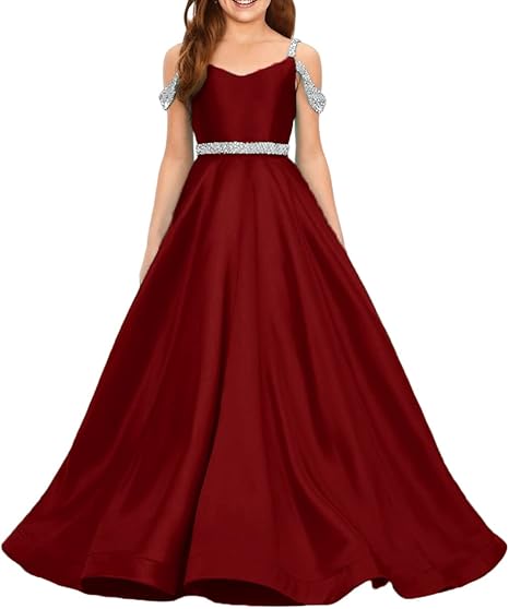 Robe de bal de princesse en satin rouge pour enfant CHK225 – Image 4